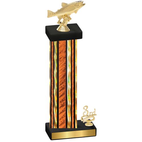 Accented Single Orange Glacier Third Place Fishing Trophy