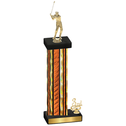 Accented Single Orange Glacier Third Place Golf Trophy