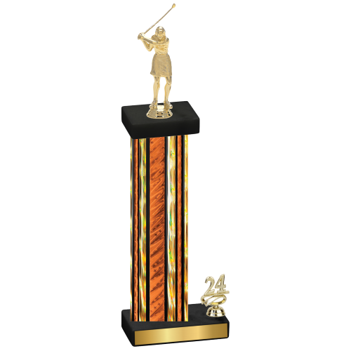 Accented Single Orange Glacier Year Golf Trophy