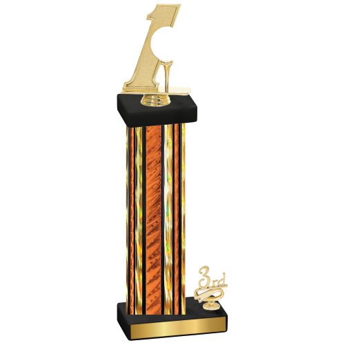 Accented Single Orange Glacier Third Place Golf Trophy