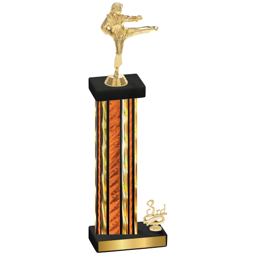 Accented Single Orange Glacier Third Place Karate Trophy