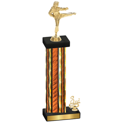 Accented Single Orange Glacier Third Place Karate Trophy
