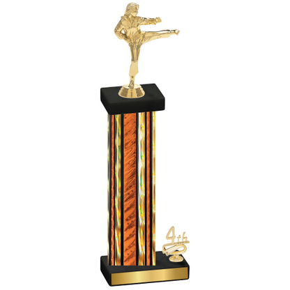 Accented Single Orange Glacier Fourth Place Karate Trophy