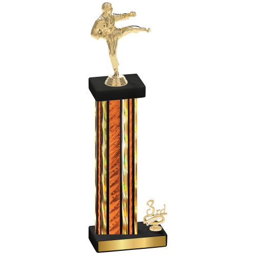 Accented Single Orange Glacier Third Place Karate Trophy