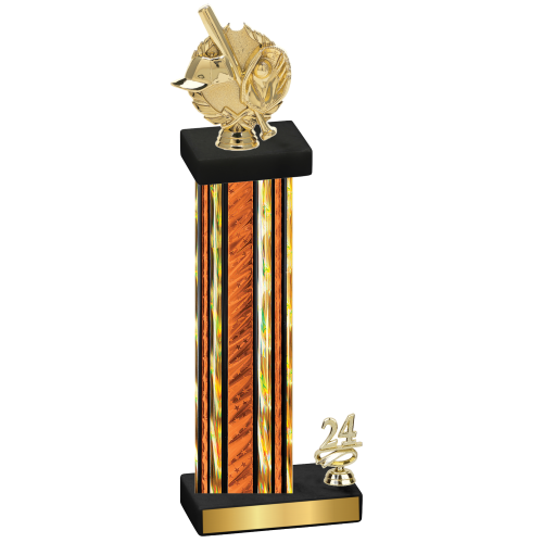 Accented Single Orange Glacier Year Baseball Trophy