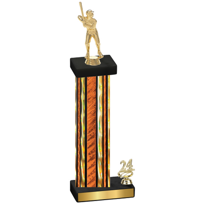 Accented Single Orange Glacier Year Baseball Trophy