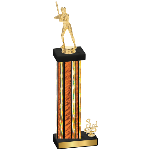 Accented Single Orange Glacier Third Place Softball Trophy