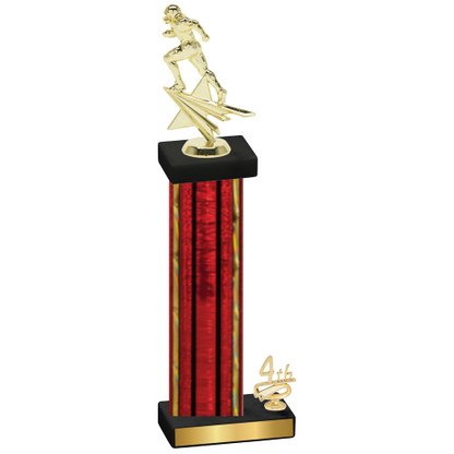 Accented Single Red Glacier Fourth Place Football Trophy
