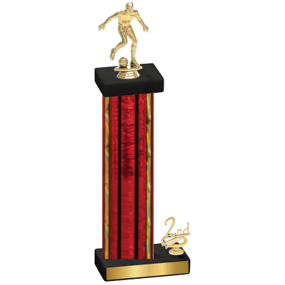 Accented Single Red Glacier Second Place Soccer Trophy