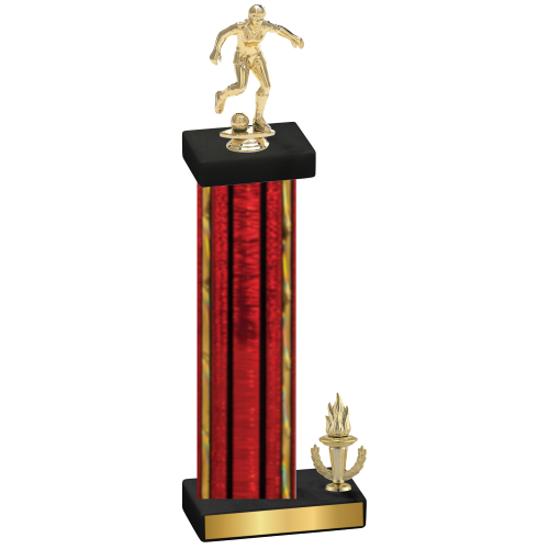 Accented Single Red Glacier Victory Soccer Trophy