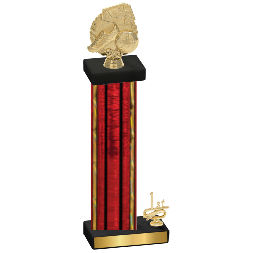 Accented Single Red Glacier First Place Soccer Trophy