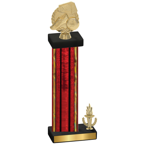 Accented Single Red Glacier Victory Soccer Trophy