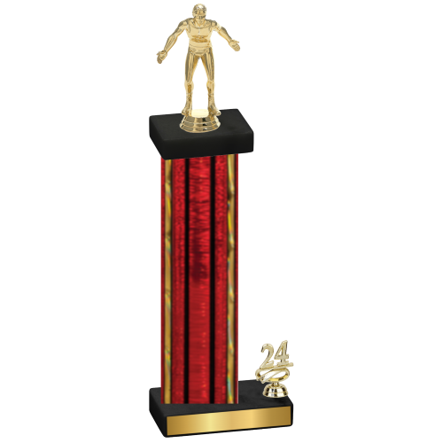 Accented Single Red Glacier Year Wrestling Trophy