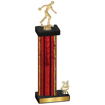 Accented Single Red Glacier Year Bowling Trophy