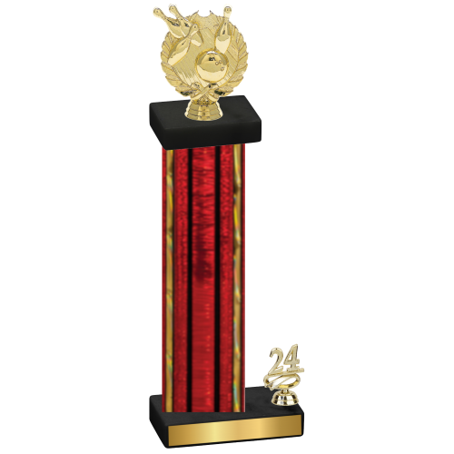 Accented Single Red Glacier Year Bowling Trophy