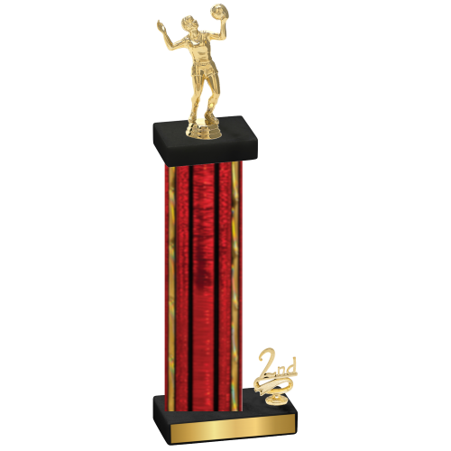 Accented Single Red Glacier Second Place Volleyball Trophy