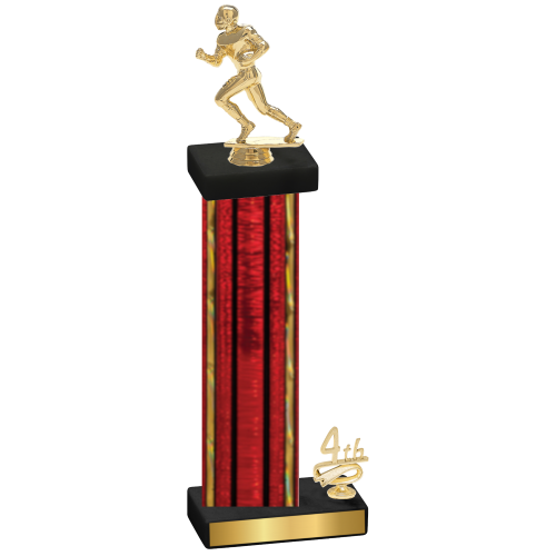 Accented Single Red Glacier Fourth Place Football Trophy