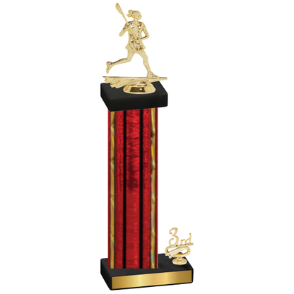 Accented Single Red Glacier Third Place Lacrosse Trophy