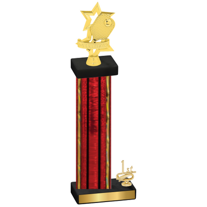 Accented Single Red Glacier First Place Pickleball Trophy