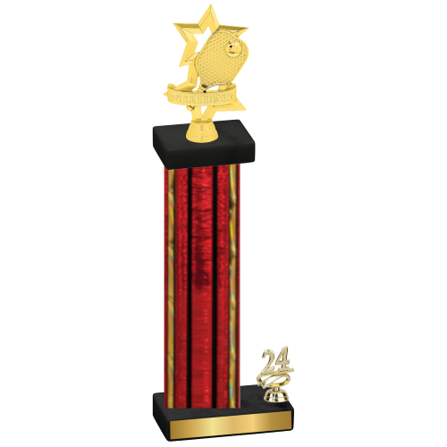 Accented Single Red Glacier Year Pickleball Trophy