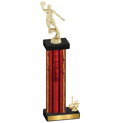 Accented Single Red Glacier First Place Basketball Trophy