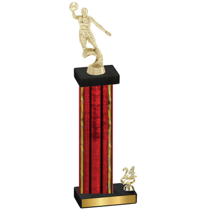 Accented Single Red Glacier Year Basketball Trophy