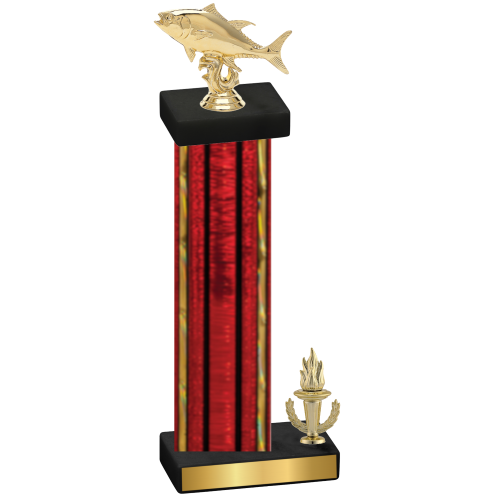 Accented Single Red Glacier Victory Fishing Trophy
