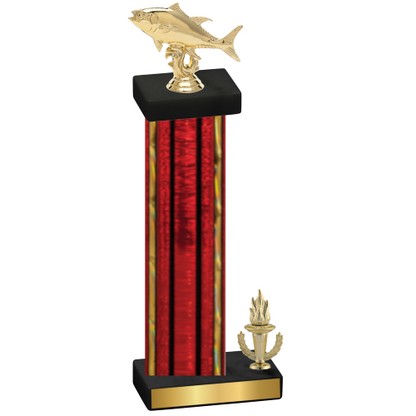 Accented Single Red Glacier Victory Fishing Trophy