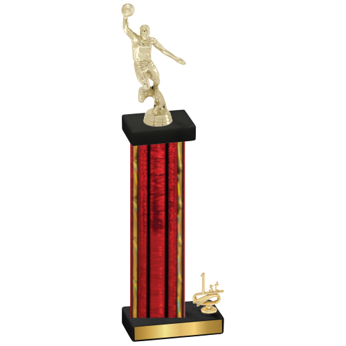 Accented Single Red Glacier First Place Basketball Trophy