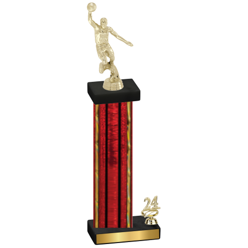 Accented Single Red Glacier Year Basketball Trophy