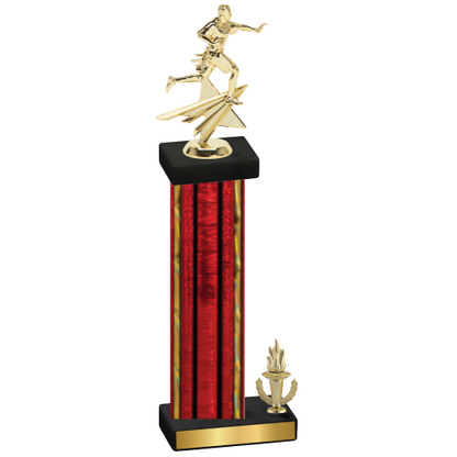 Accented Single Red Glacier Victory Flag Football Trophy