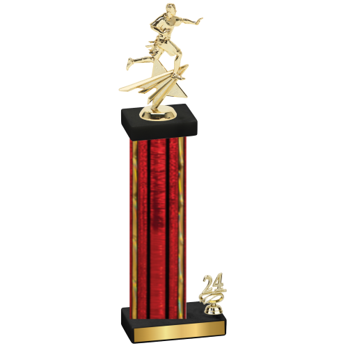 Accented Single Red Glacier Year Flag Football Trophy