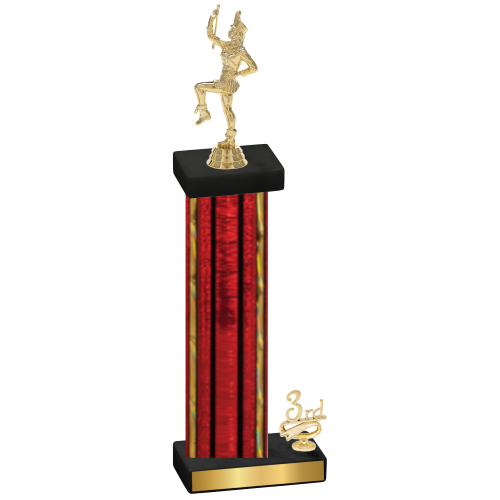 Accented Single Red Glacier Third Place Majorette Trophy