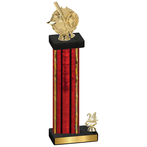 Accented Single Red Glacier Year Baseball Trophy