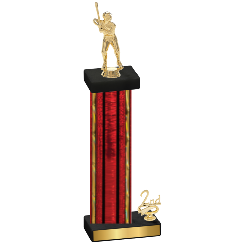 Accented Single Red Glacier Second Place Baseball Trophy