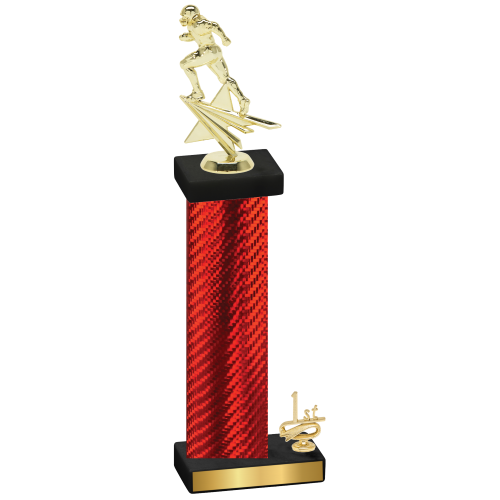 Accented Single Red Carbon Fiber First Place Football Trophy