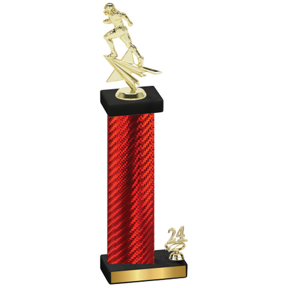 Accented Single Red Carbon Fiber Year Football Trophy