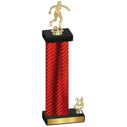 Accented Single Red Carbon Fiber Year Soccer Trophy