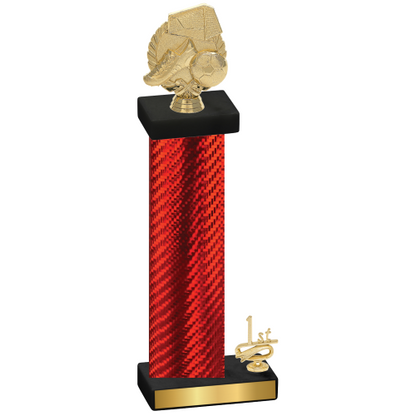 Accented Single Red Carbon Fiber First Place Soccer Trophy