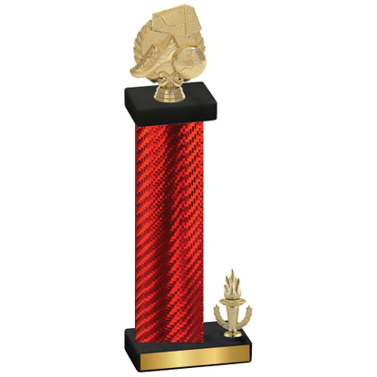 Accented Single Red Carbon Fiber Victory Soccer Trophy