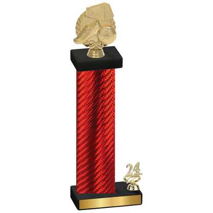 Accented Single Red Carbon Fiber Year Soccer Trophy