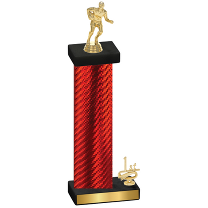 Accented Single Red Carbon Fiber First Place Rugby Trophy