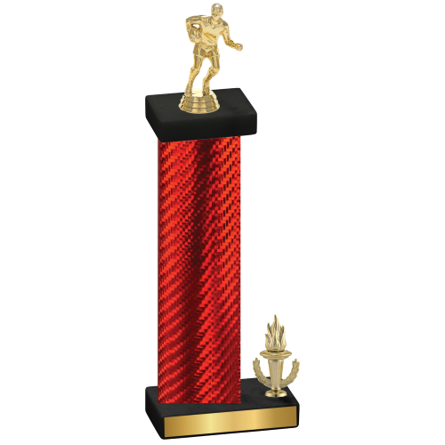 Accented Single Red Carbon Fiber Victory Rugby Trophy