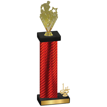 Accented Single Red Carbon Fiber First Place Rugby Trophy