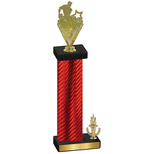 Accented Single Red Carbon Fiber Victory Rugby Trophy