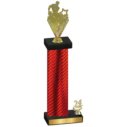 Accented Single Red Carbon Fiber Year Rugby Trophy