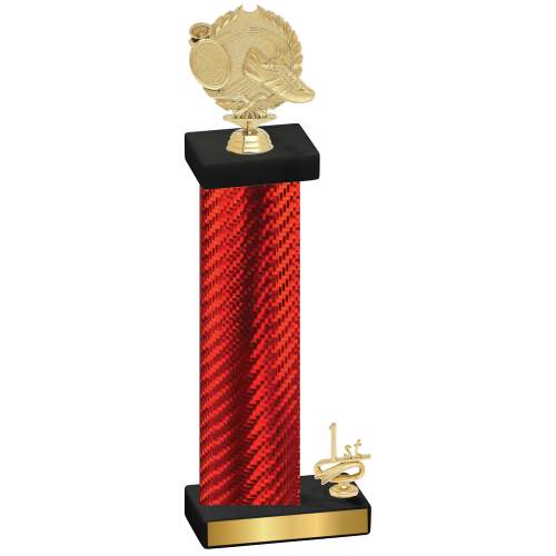 Accented Single Red Carbon Fiber First Place Running Trophy