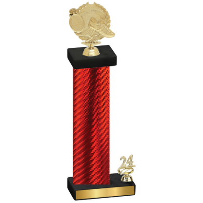 Accented Single Red Carbon Fiber Year Running Trophy