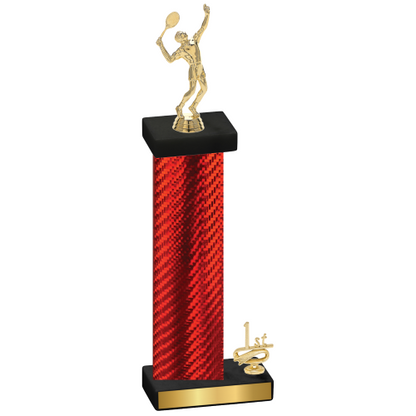 Accented Single Red Carbon Fiber First Place Tennis Trophy