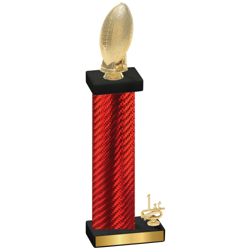 Accented Single Red Carbon Fiber First Place Football Trophy